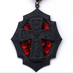 SCARLET FEVER RHINESTONE CROSS MINI NECKLACE NEW